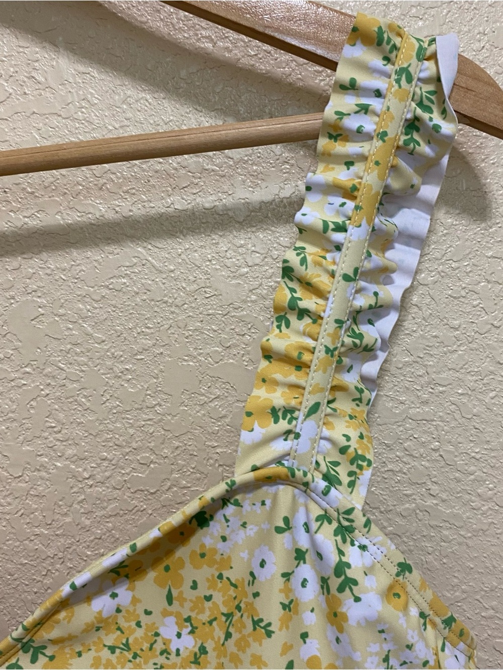 Yellow Floral Ruffle-Strap Bikini Top - Picture 2 of 6